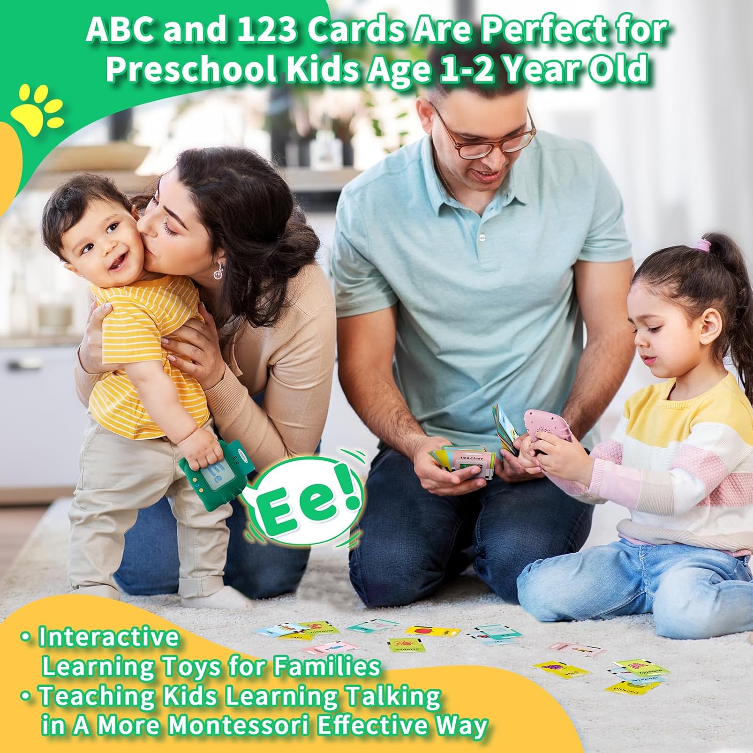 Toddler Toys Talking Flash Cards for 1 2 3 4 5 6 Year Old Boys and Girls, Autism Sensory Toys for
