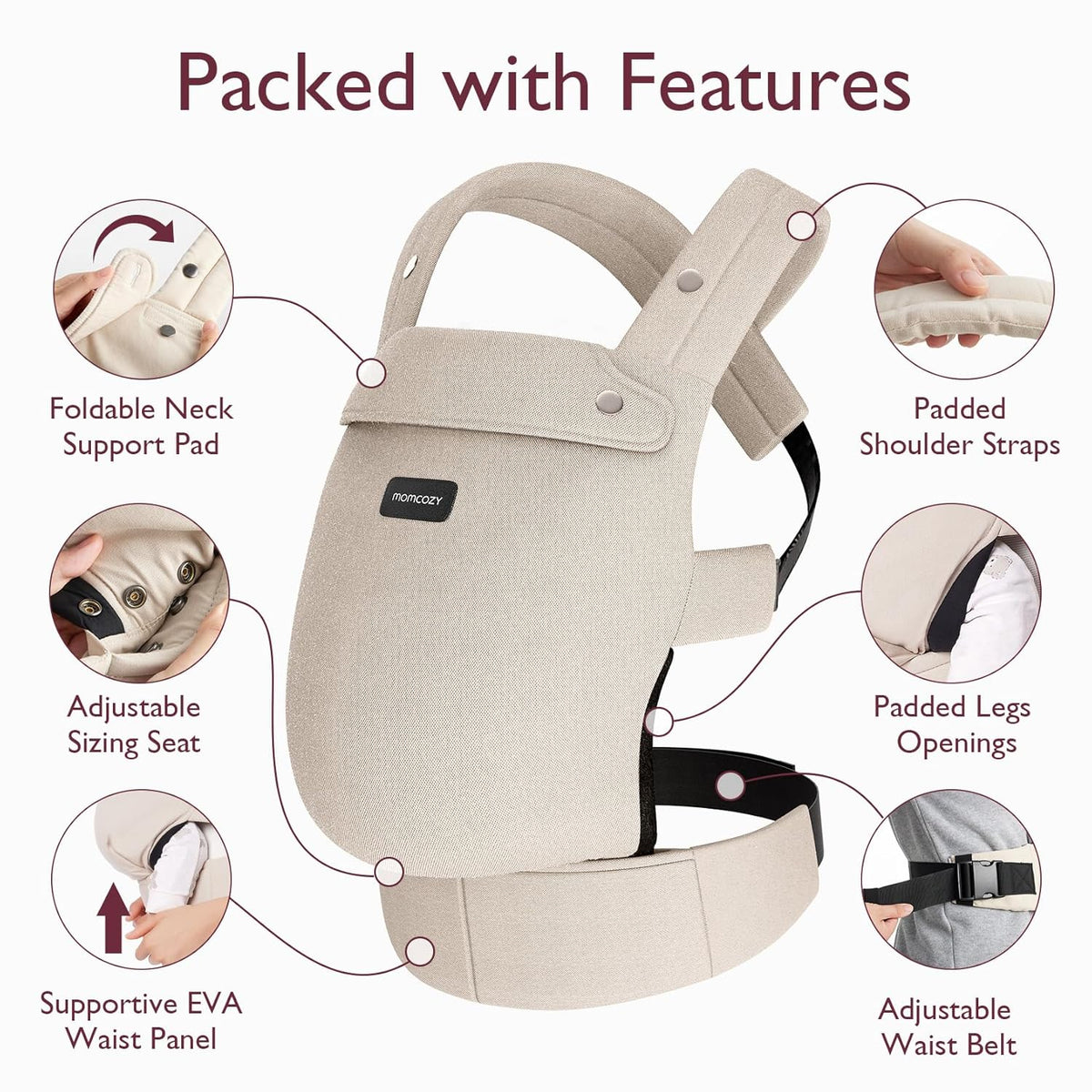 Momcozy Baby Carrier - Ergonomic, Cozy and Lightweight Carrier for 7-44lbs, Effortless to Put On