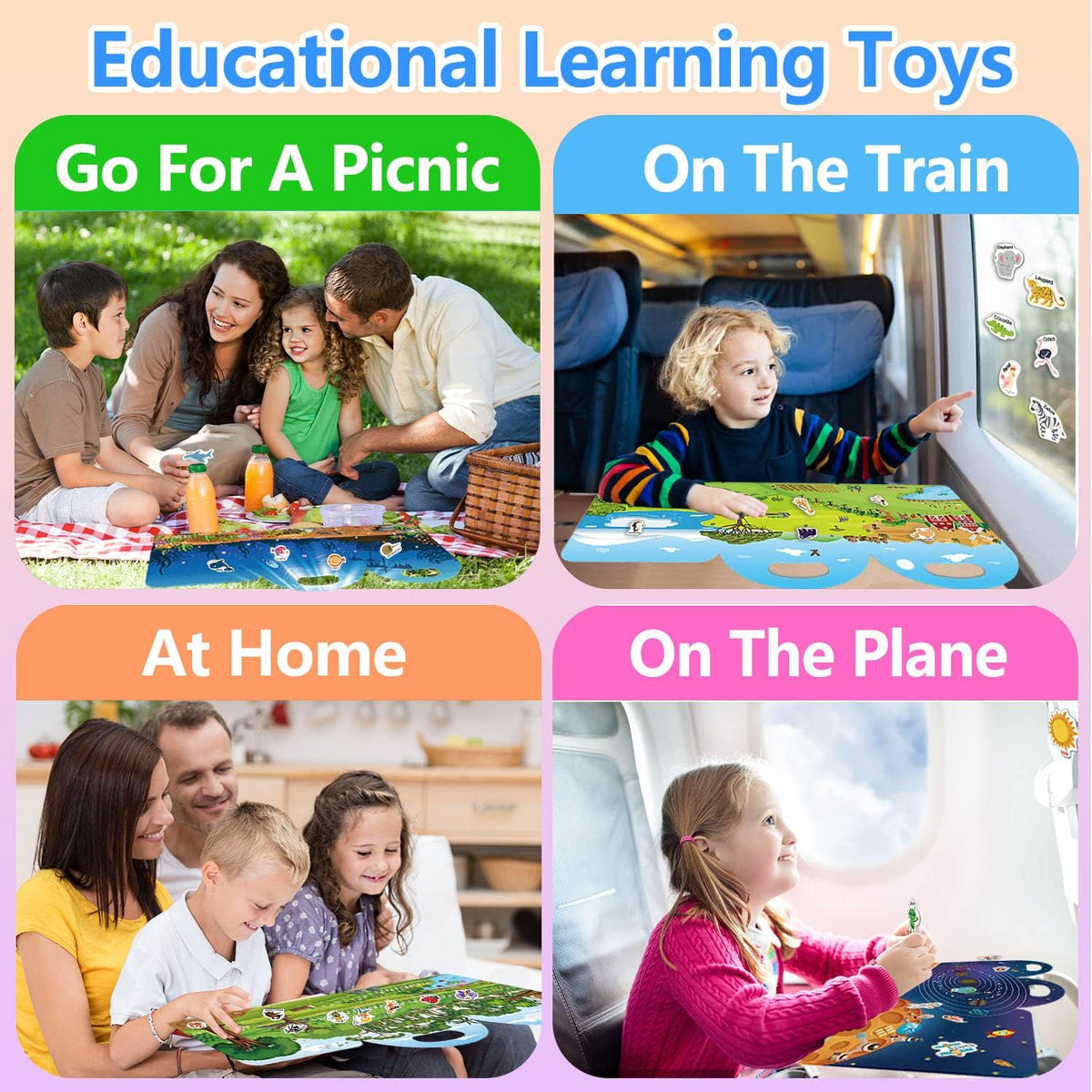 Reusable Sticker Books for Kids, Jelly Quiet Book, Preschool Learning Activities Busy Book for