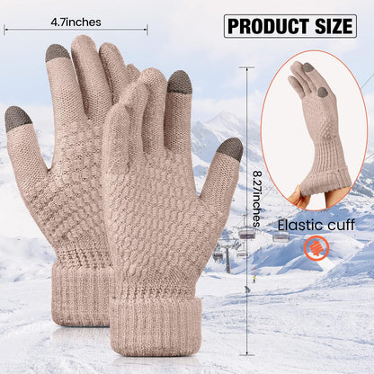 Geyoga 2 Pairs Women's Winter Touch Screen Gloves Soft Warm Fleece Lined Knit Elastic Cuff Winter