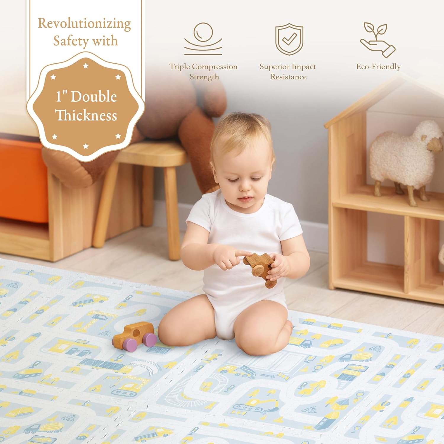 Premium Baby Foam Play Mats -Stylish Floor & Exercise Puzzle Mat for Toddlers & Kids- 6 Soft