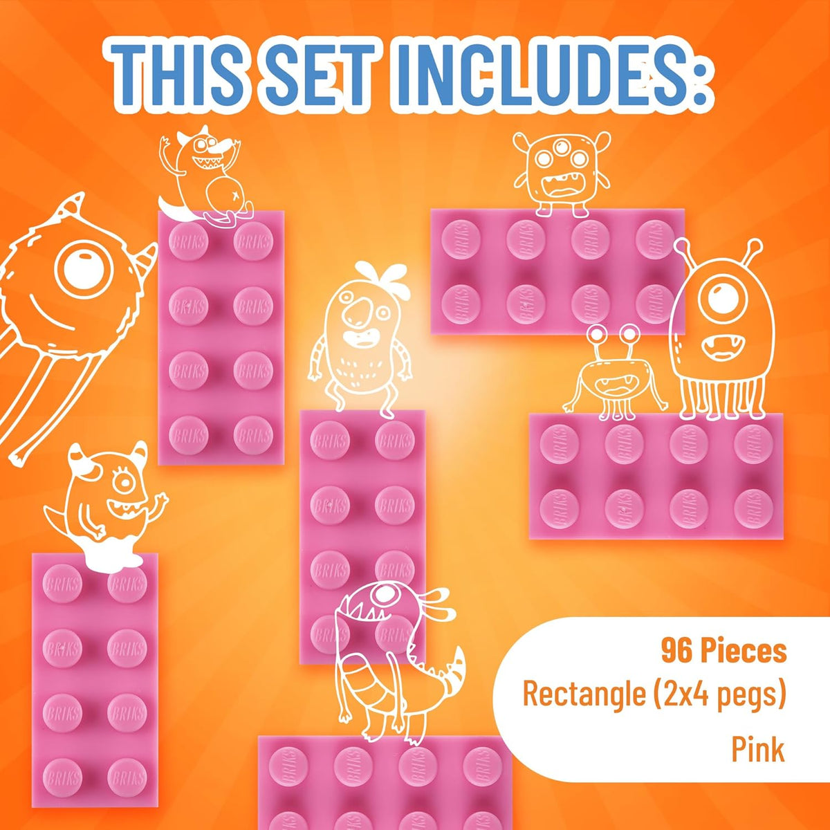 Strictly Briks Classic Bricks Starter Kit - 96 Pink 2x4 Blocks - Creative Play Set for Ages 3+