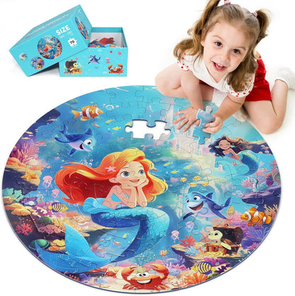 Floor Puzzles for Kids Ages 3-5, 70 Pieces Mermaid Jigsaw Puzzle for Toddler Girls Ages 3 4 5 6 7 8