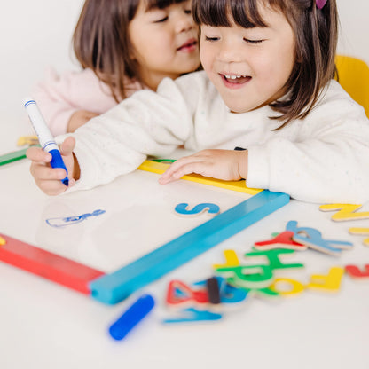 Melissa & Doug Magnetic Chalkboard and Dry-Erase Board with 36 Magnets (Numbers and Uppercase