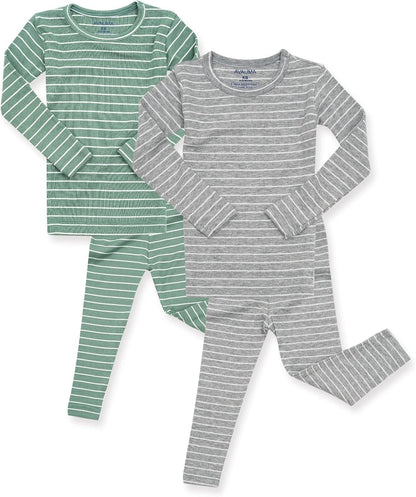 AVAUMA Stripe Pattern Baby Boys Girls Pajama Set Kids Toddler Snug fit Ribbed Sleepwear pjs for