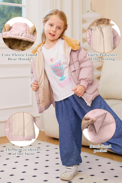 TUONROAD Baby Girls Coats for 6 Months-5 Years Toddlers Boy Winter Jacket Warm Bear Hooded Outdoor