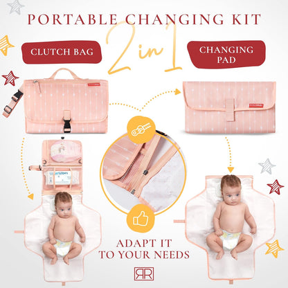 Premium Portable Diaper Changing Pad – CPC Certified Waterproof 2-in-1 Diaper Clutch & Changing Mat