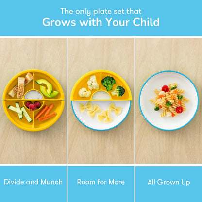 Omie® Easy Scoop Plates for Kids | Unique Design Helps Food Fall into the Spoon, Not on the Table |