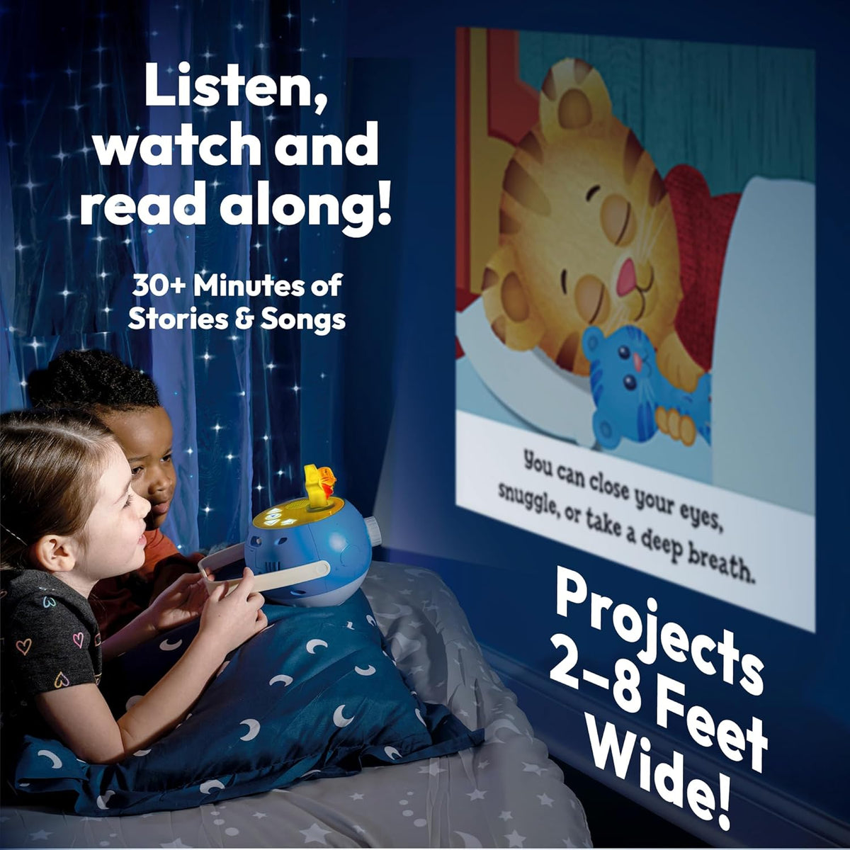 Kids Book Projector – 5 Daniel Tiger & 5 Classic Read-Aloud Stories, 10 Songs & Night Light &