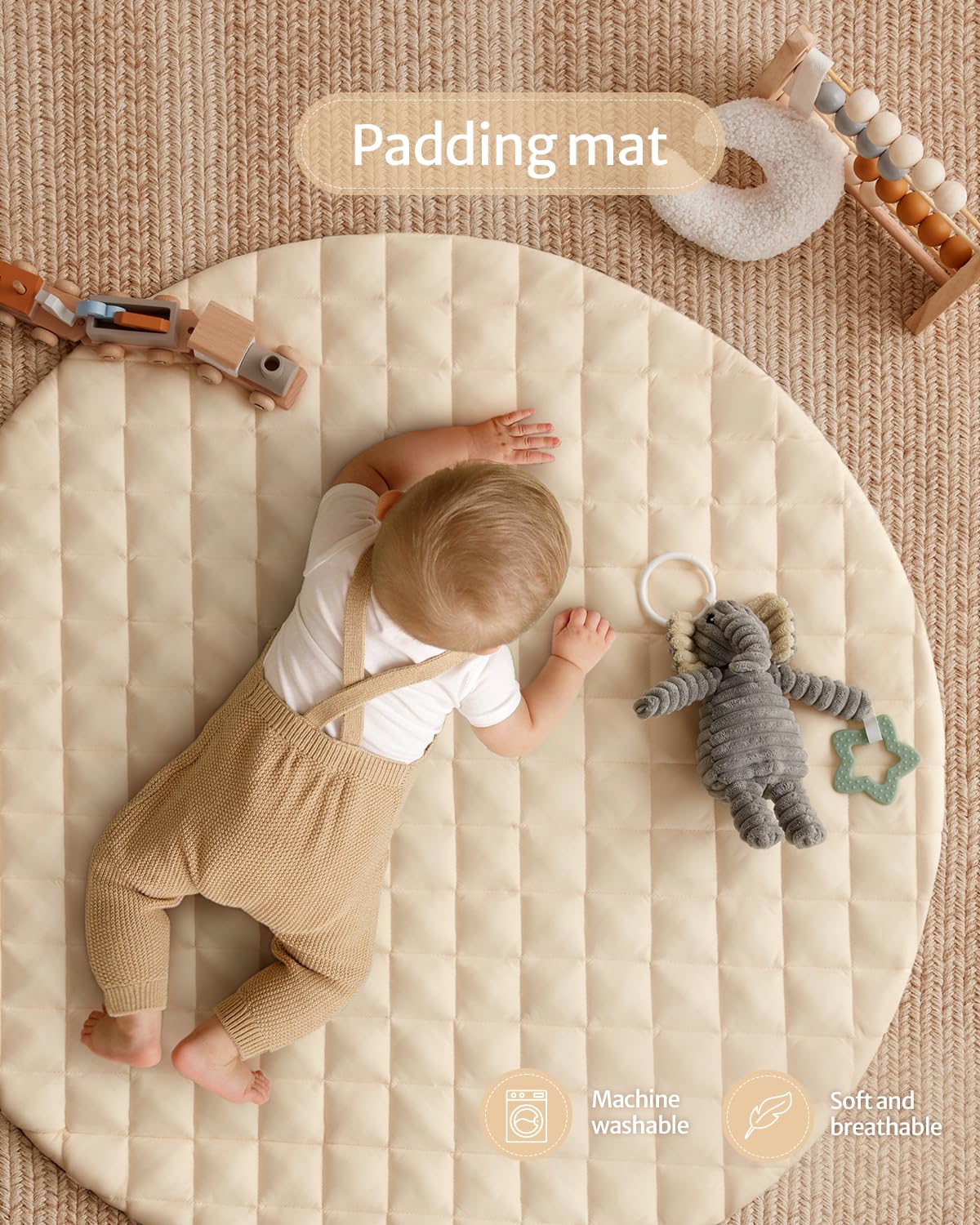 Blissful Diary Baby Play Gym Mat, Tummy Time Activity Mat with 6 Detachable Toys for Stage-Based