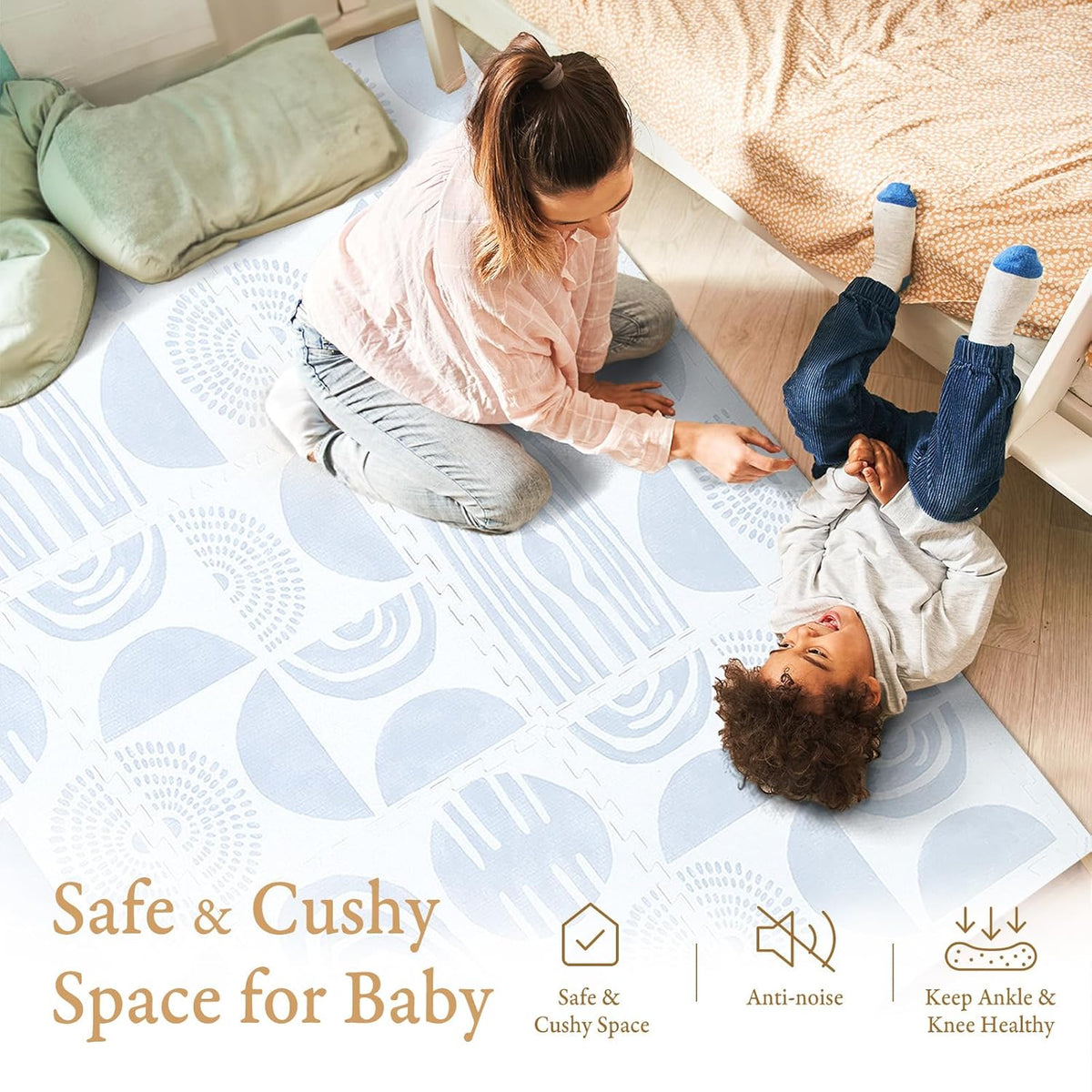 Premium Exercise & Baby Foam Play Mats - Stylish & Large Non-Toxic Odorless Floor Mat - 6 Tiles