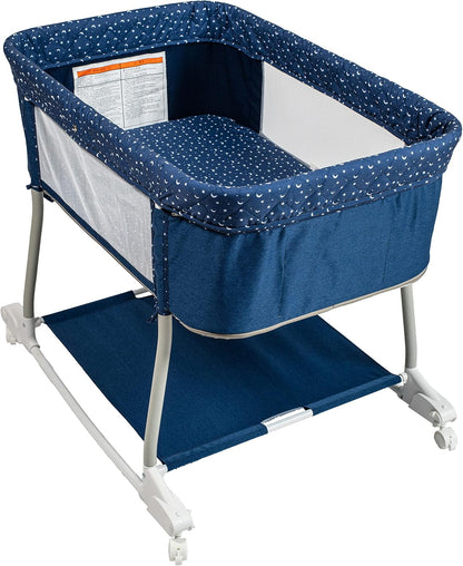 Newborn Portable Bassinet on Wheels for Baby 3 in 1 Bedside Sleeper Rocking Crib Playard with