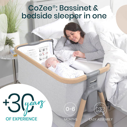 CoZee® 2-in-1 Baby Bassinet & Bedside Sleeper - Fast-Folding Bedside Bassinet, Baby Crib with 6