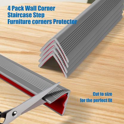 Wall Corner Protectors 4 Pack,1.57x1.57x23.62x0.12 inch PVC Double Side Proof Corner Guards for