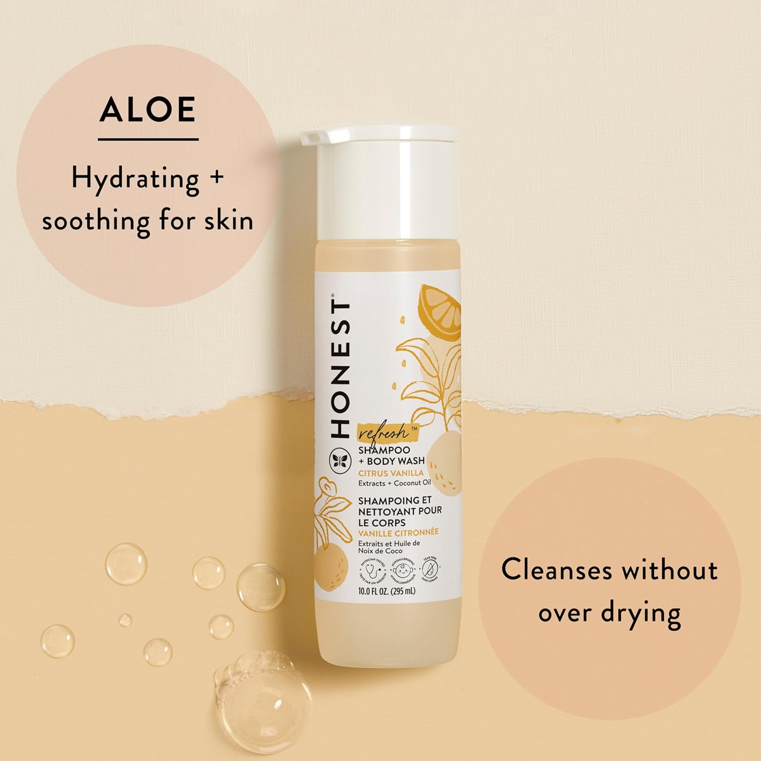 The Honest Company 2-in-1 Cleansing Shampoo + Body Wash and Face + Body Lotion Bundle | Gentle for