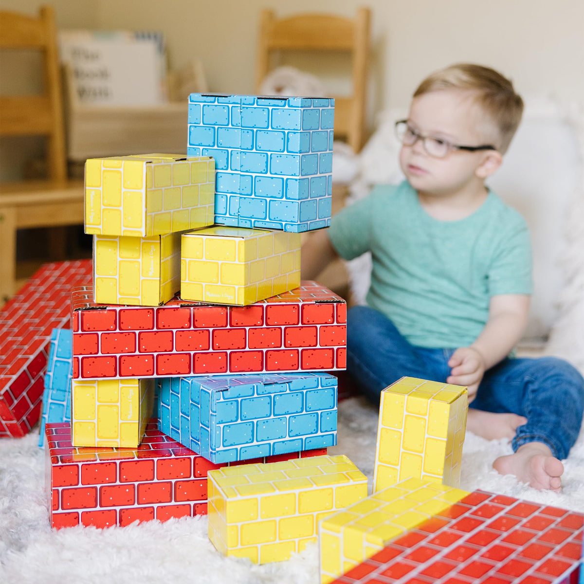 Melissa & Doug Jumbo Cardboard Blocks Building Set (40 pc) - Lightweight Building Toys and