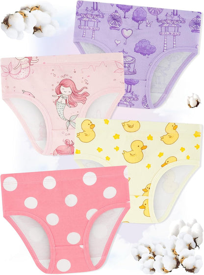 Girls' Underwear,Soft Cotton Tagless Panties for Toddlers' & Little Kids Comfort,Breathable