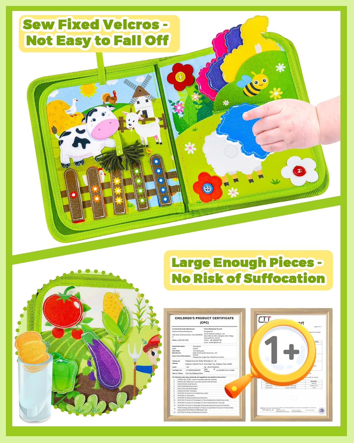Busy Book for Toddlers 1-3, Montessori Toys for 1 2 Year Old Boy Girl Birthday Gifts, Busy Board