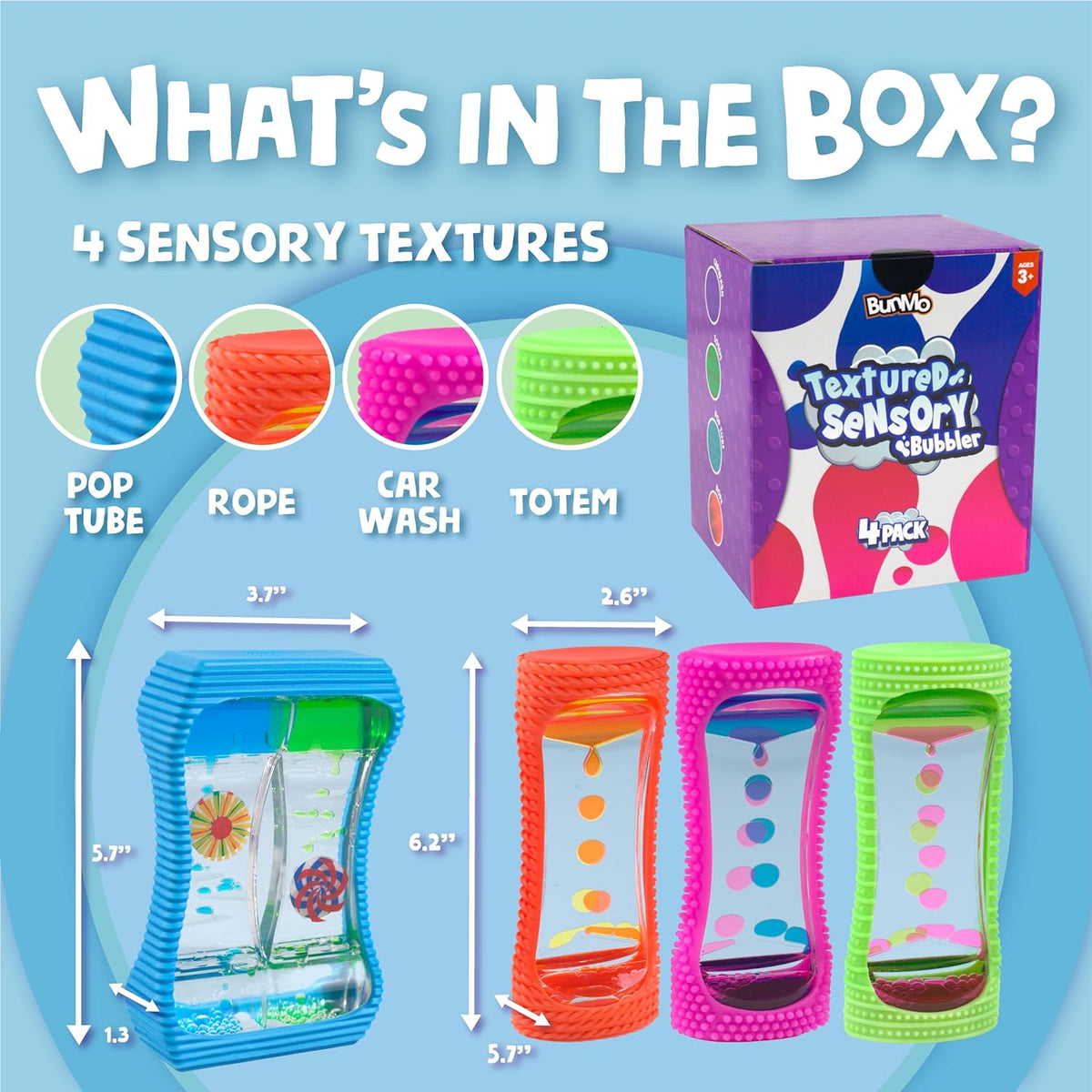 BUNMO Liquid Motion Bubbler with Sensory Texture - Liquid Timer - Bubble Timer - Liquid Motion