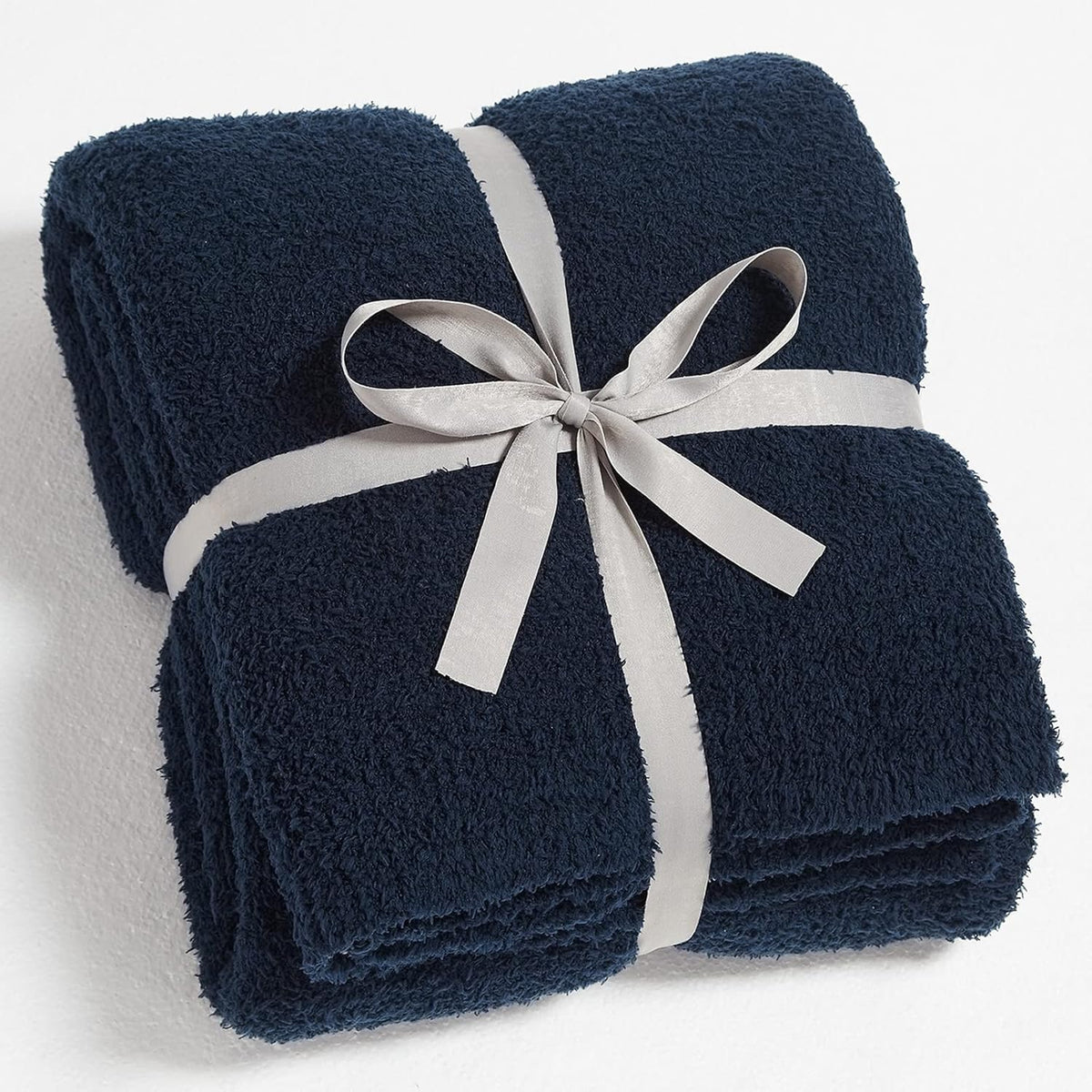 CYMULA Super Soft Knit Throw Blanket Twin Size Navy-Lightweight Plush Fuzzy Fluffy Warm Cozy