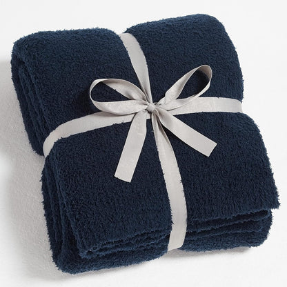 CYMULA Super Soft Knit Throw Blanket Twin Size Navy-Lightweight Plush Fuzzy Fluffy Warm Cozy