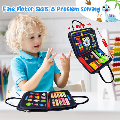 TenFans Busy Board - Montessori Toys for 1 2 3 4 Year Old - Sensory Toys for Toddlers 1-4 - Gifts