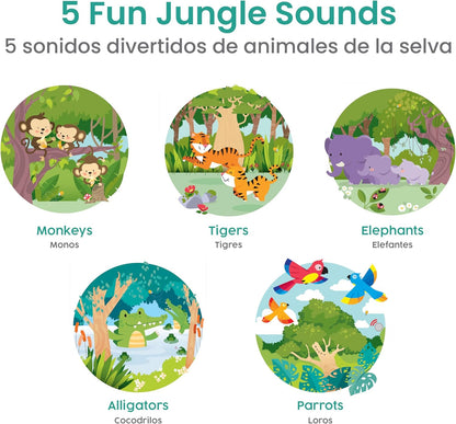 Binibi Spanish Books for Babies & Toddlers 1-3 La Selva Bilingual Sound Book with Jungle Animal
