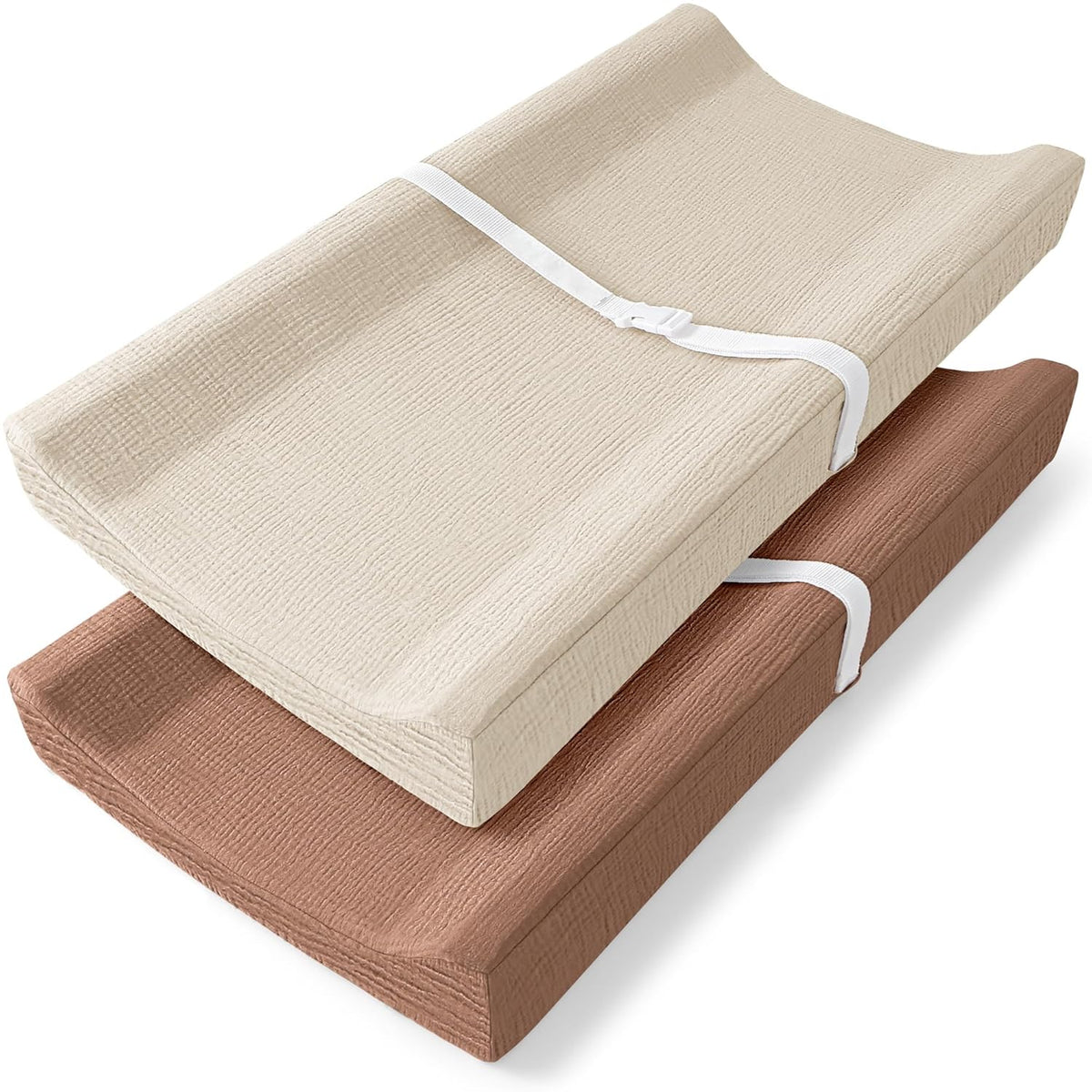 Bearmoss Changing Pad Cover, 2 Pack Muslin [100% Cotton] Diaper Changing Table Covers, 32'' x 16''