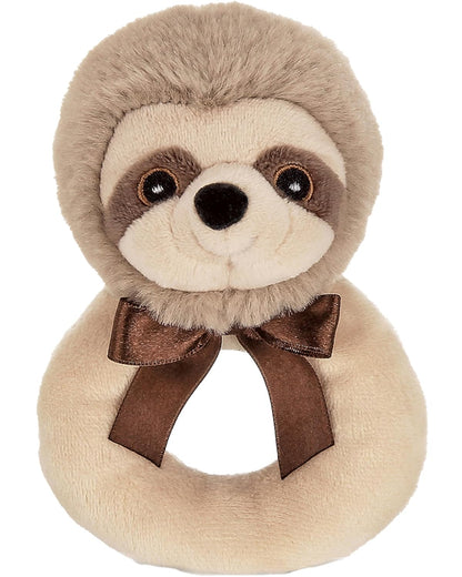 Bearington Baby Lil’ Speedster - 5.5 Inch Sloth Plush Stuffed Animal Soft Ring Rattle, Sloth Baby