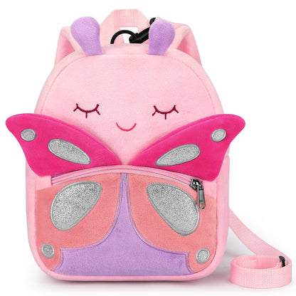 mibasies Toddler Backpacks for Girls 2-4: Cute Butterfly Plush Backpack -3D Animal Cartoon Mini