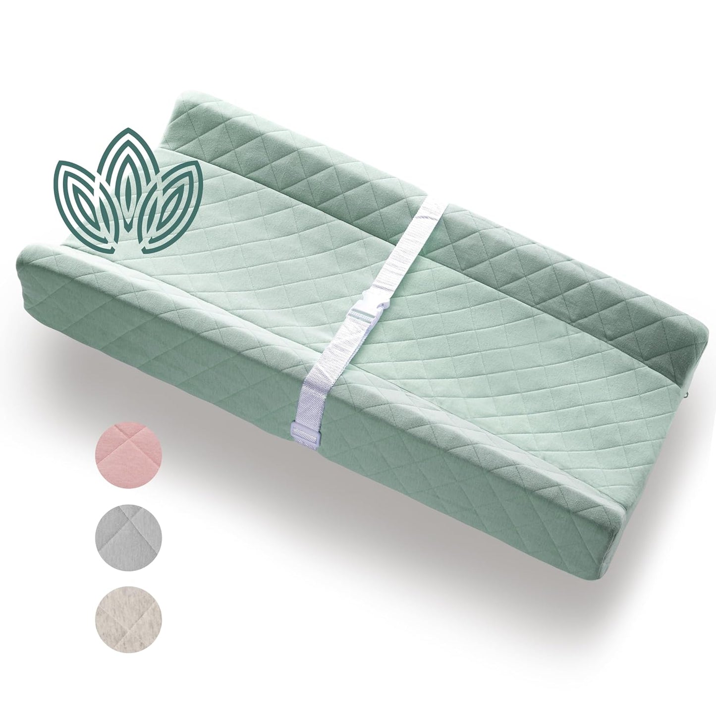 Organic Cotton Contoured Baby Changing Pad w/Waterproof Foam Mattress, Includes Soft, Removable &