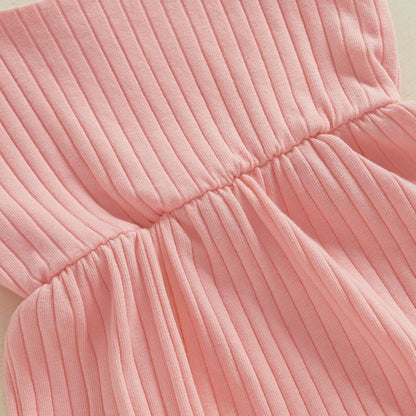 Newborn Infant Baby Girl Romper Ribbed Knit Sleeveless Spaghetti Strap One Piece Jumpsuit Bodysuit
