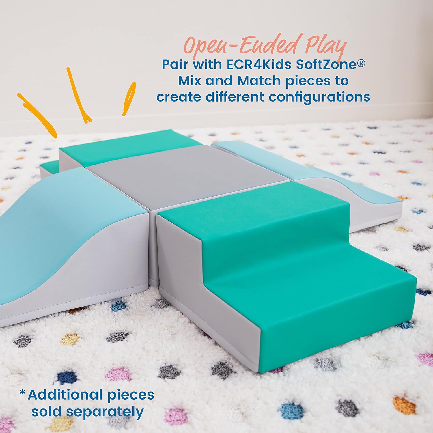 ECR4Kids SoftZone Junior Mix n' Match Step, Beginner Playset, Emerald, 2-Pack