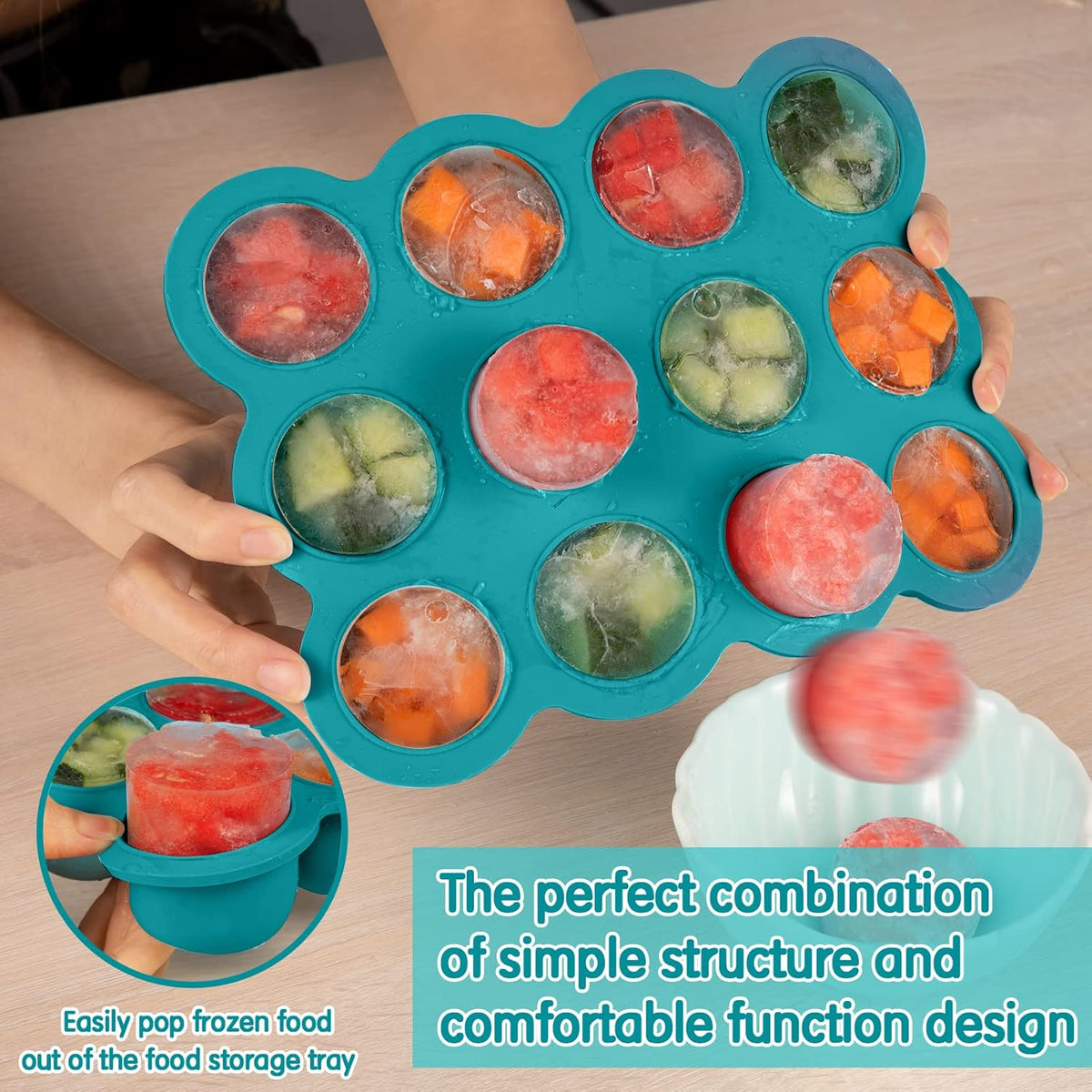 Baby Food Freezer Tray with Clip on Lid, 12 x 1.5 Ounce Baby Food Storage Container, Silicone