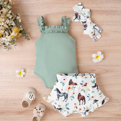 fhutpw Baby Girl Clothes Summer Cute Outfits 3 6 12 18 Months Spaghetti Strap Romper & Floarl