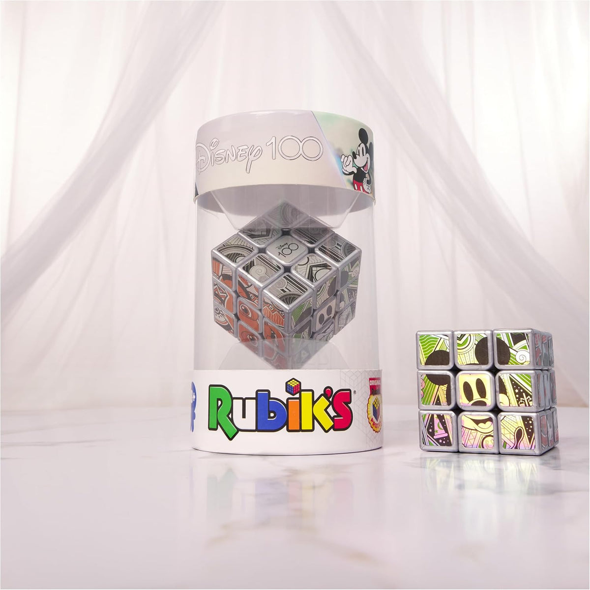 Rubik's Cube, Disney 100th Anniversary Metallic Platinum 3x3 Cube, Fidget Toys Adults, Mickey Mouse