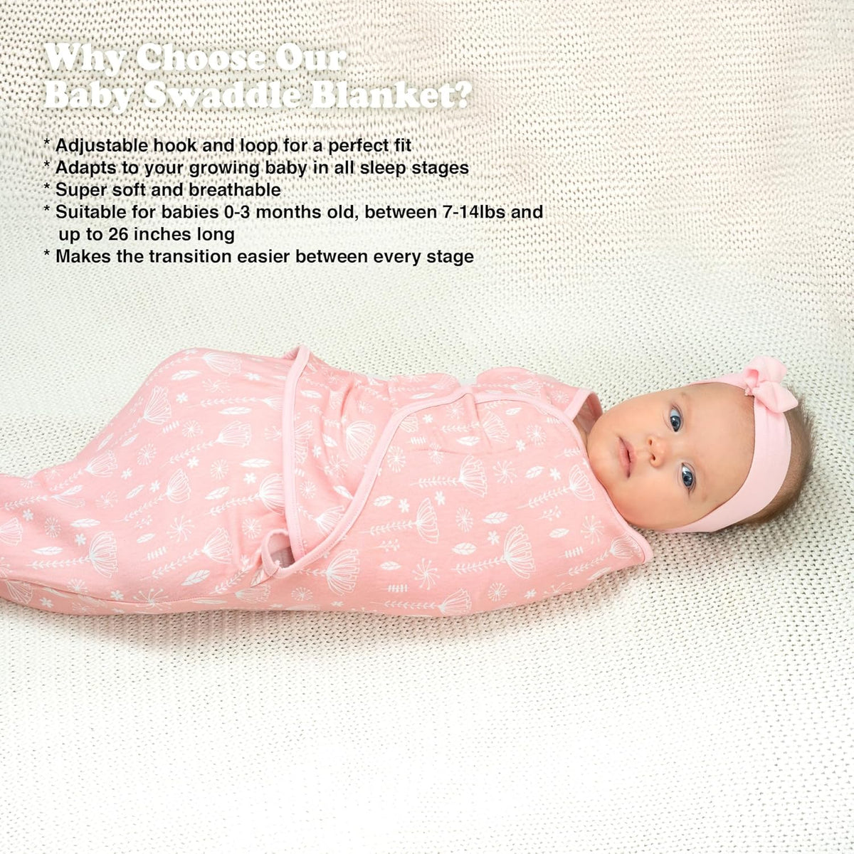 Bublo Baby Organic Preemie Swaddles 4-7 lbs - 3-Pack Premature Babies Swaddle Sleep Sack