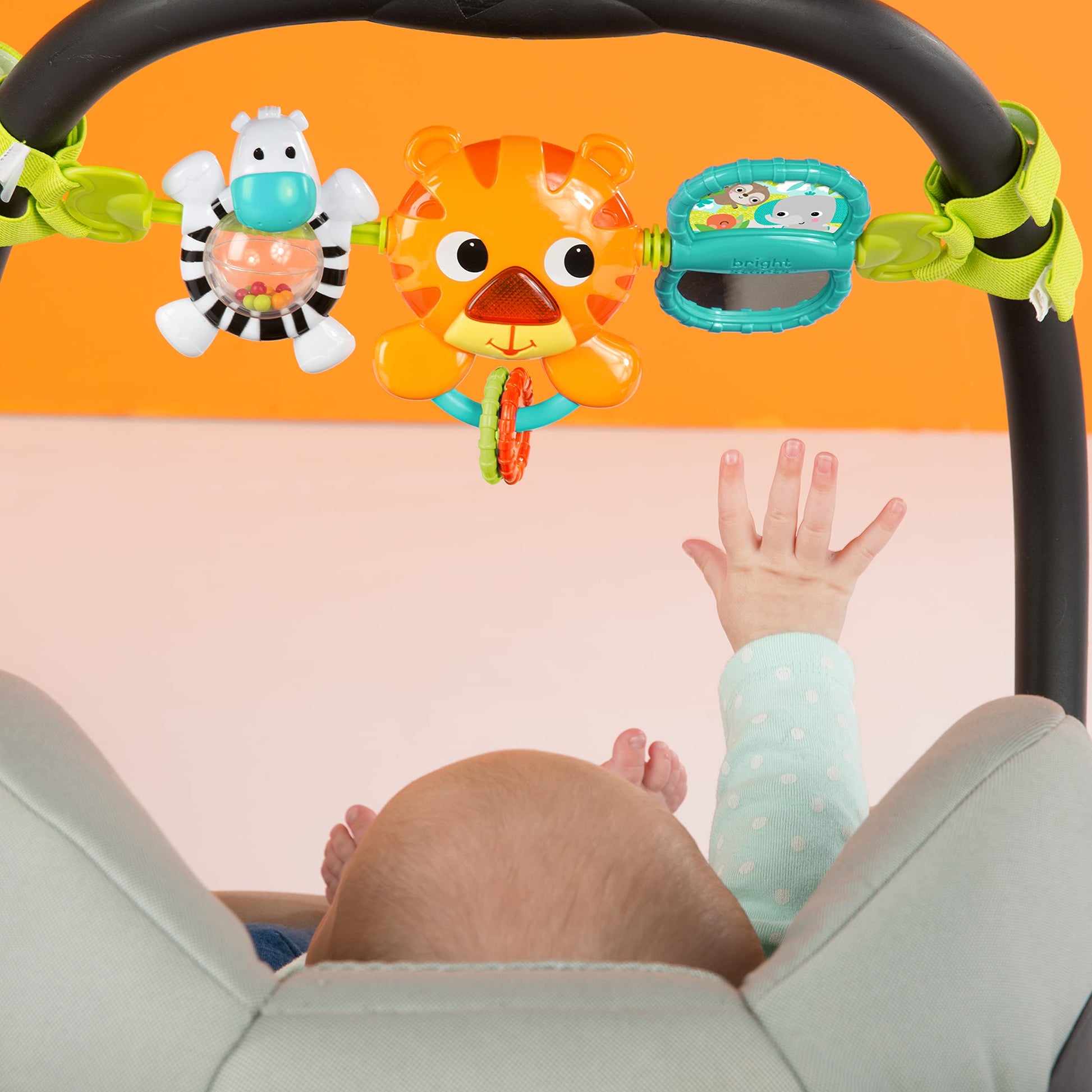 Bright Starts Take Along Musical Carrier Baby Activity Toy Bar, Hanging Car Seat Toy, 4 Fun