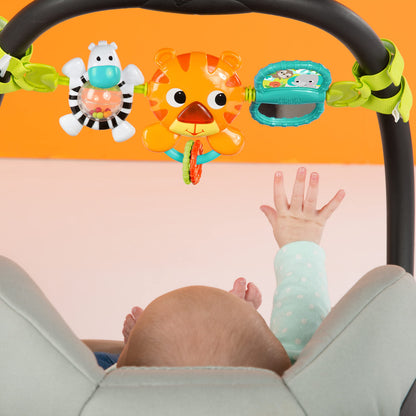 Bright Starts Take Along Musical Carrier Baby Activity Toy Bar, Hanging Car Seat Toy, 4 Fun