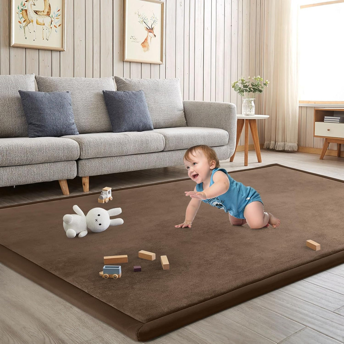 Baby Play Mat for Floor Tummy Time Mat Nursery Rug Muscle Mat Area Rug Playroom Rug Tatami Mat