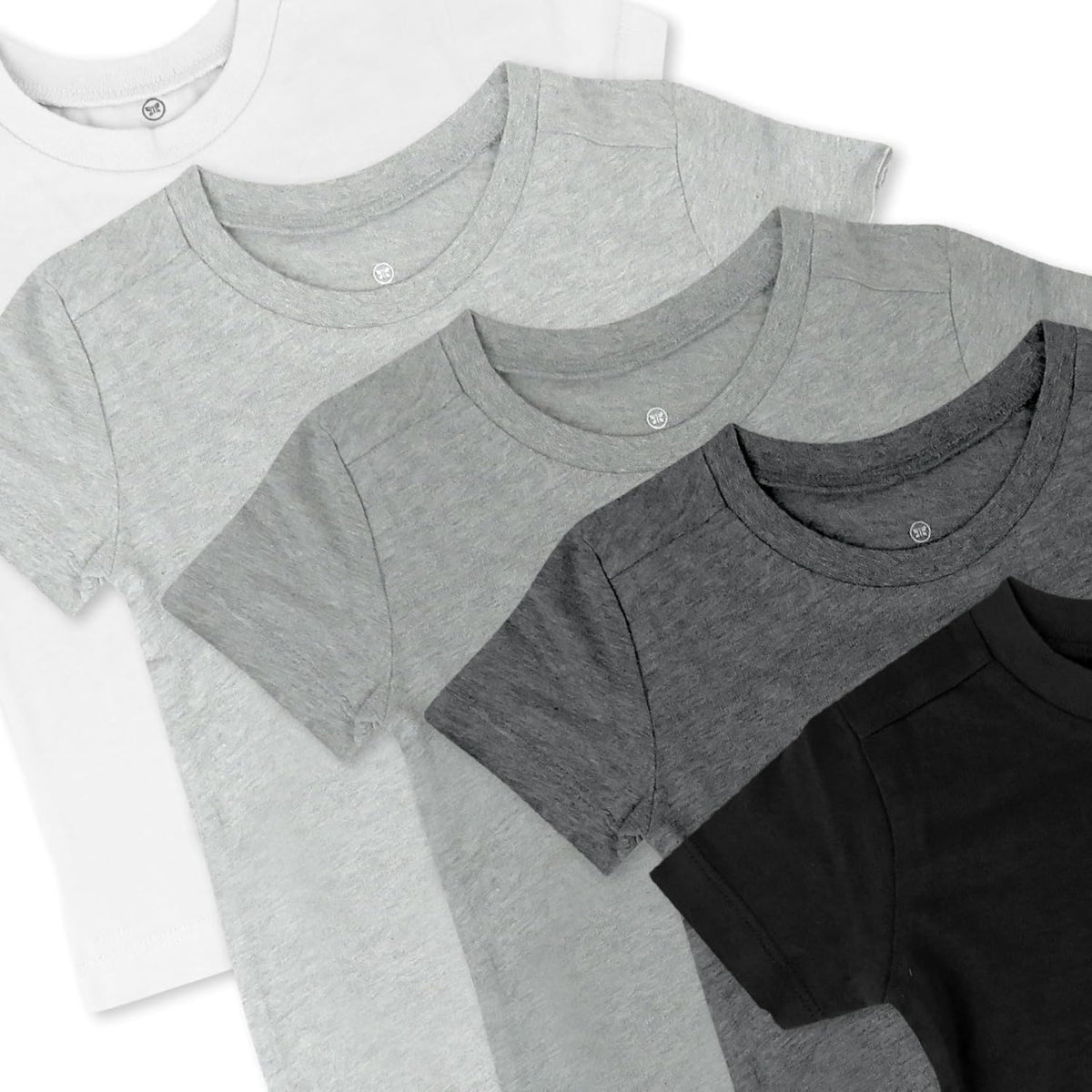 HonestBaby 5-Pack Short Sleeve T-Shirts 100% Organic Cotton Baby, Toddler, Little Kid, Boy, Girl