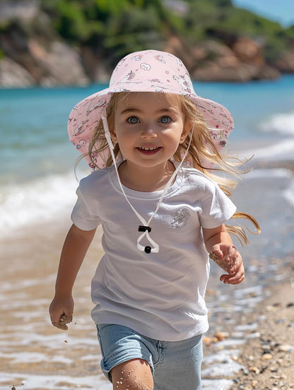 CHUNG Baby Sun Protection Hat Summer Toddler Adjustable UPF 50+ Wide Brim Neck Flap Beach Caps Boys