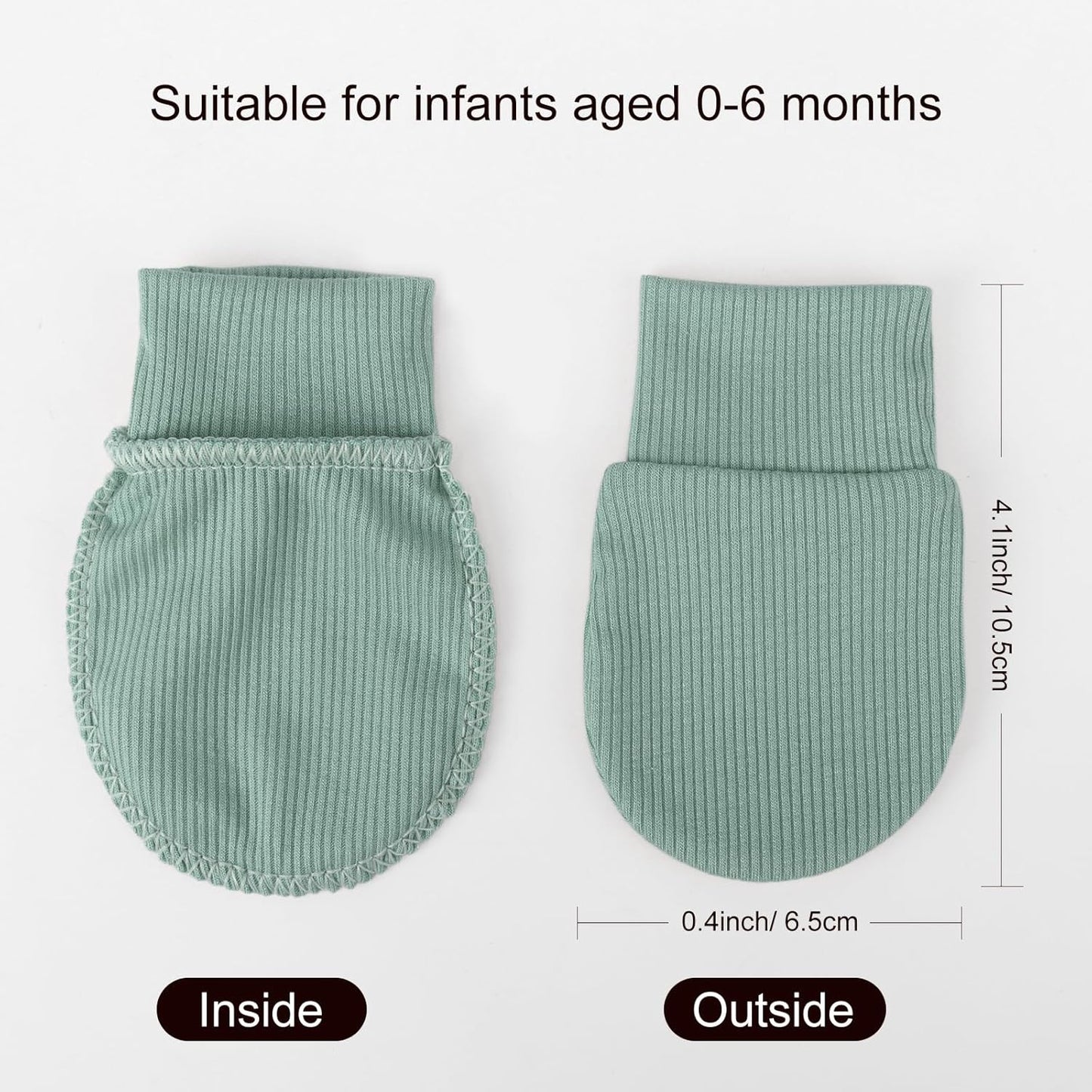 BQUBO 6 Pairs Newborn Baby Boys Girls Mittens 0-6 Months Unisex-Baby Infant Mittens Elastic No