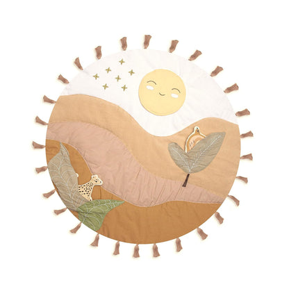 Crane Baby Activity Mat with Interactive Toys, Safari Zoo Themed Tummy Time Floor Mat, 36x36