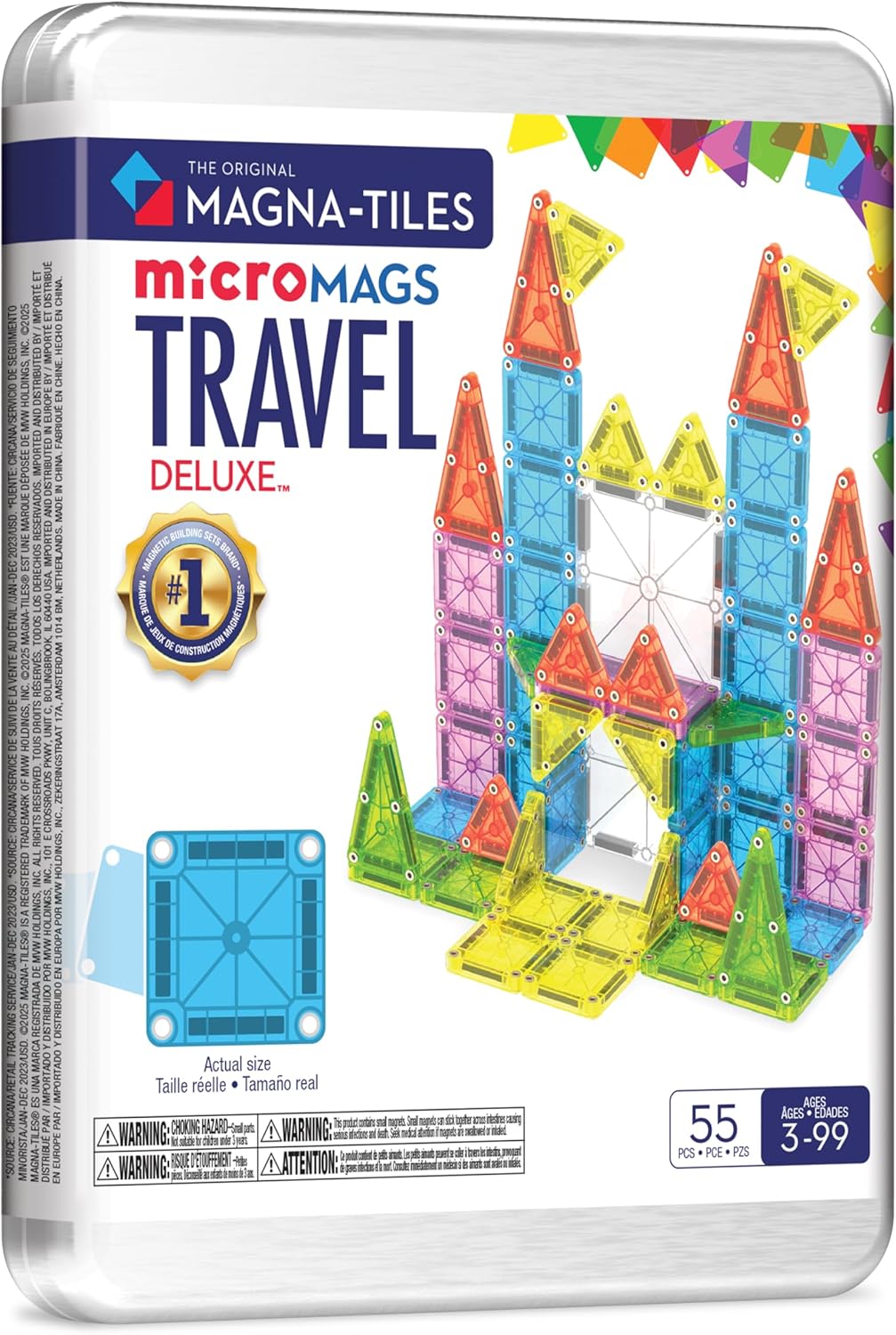 MAGNA-TILES microMAGS Travel Set Deluxe 55-Piece Magnetic Construction Set, The Original Magnetic