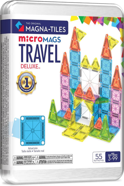 MAGNA-TILES microMAGS Travel Set Deluxe 55-Piece Magnetic Construction Set, The Original Magnetic