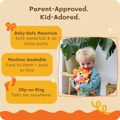 Roary The Lion Crinkle Toy for Baby - Sensory Tummy Time Toys - Plush Stuffed Animal with Teething