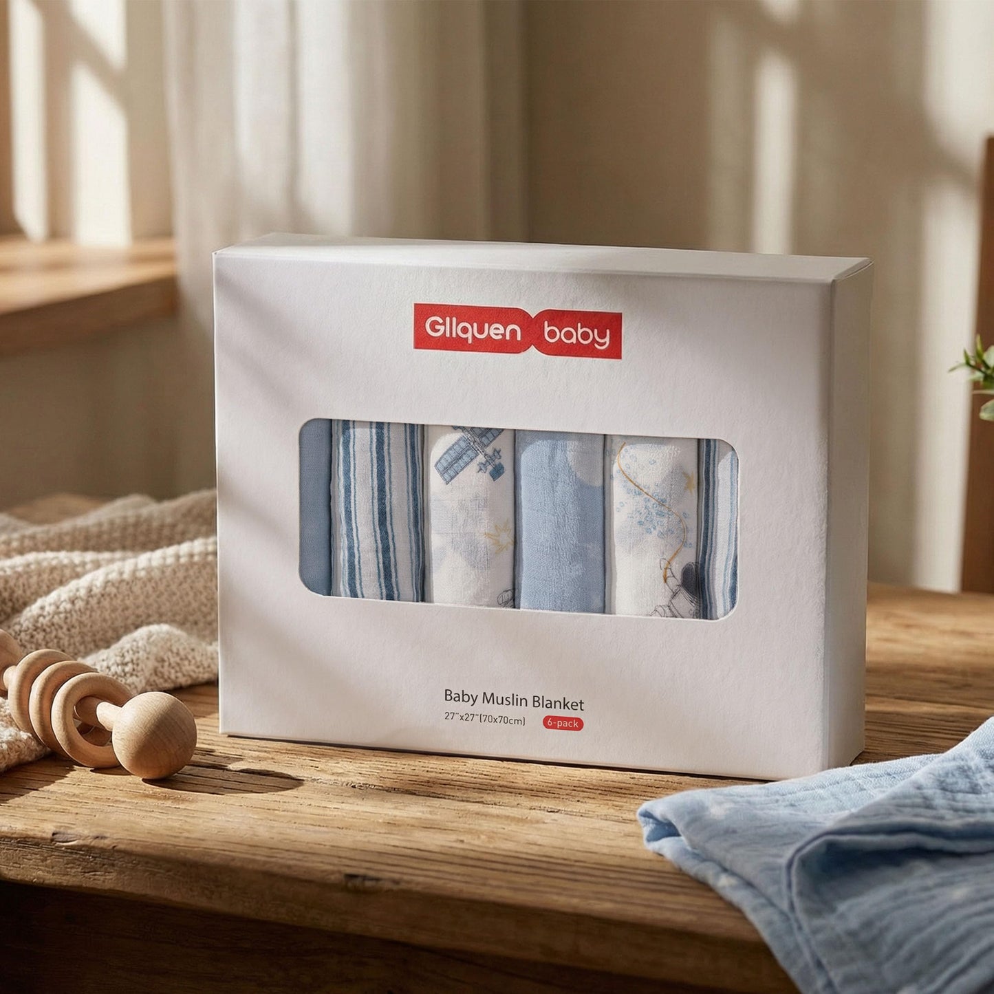 GLLQUEN BABY Receiving Blankets Boy Muslin Swaddle Blankets for Newborn