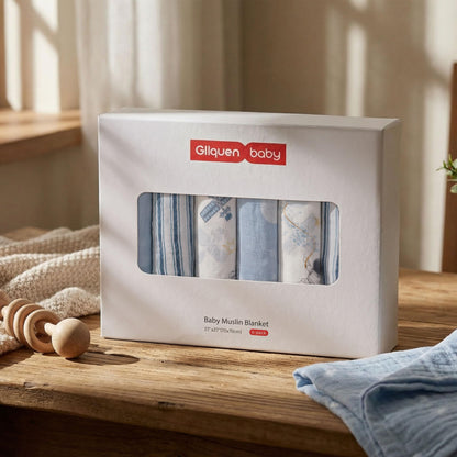 GLLQUEN BABY Receiving Blankets Boy Muslin Swaddle Blankets for Newborn
