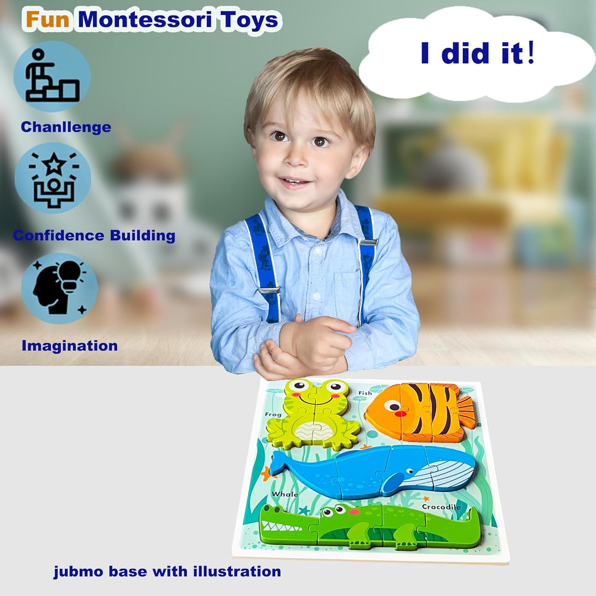 Wooden Toddler Puzzles Ages 1-3,Montessori Jigsaw Puzzle for Toddlers 1-3,Learning Toys for Kids
